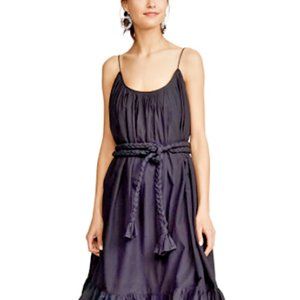 RHODE RESORT Lea Dress Black Midi Flared Belted